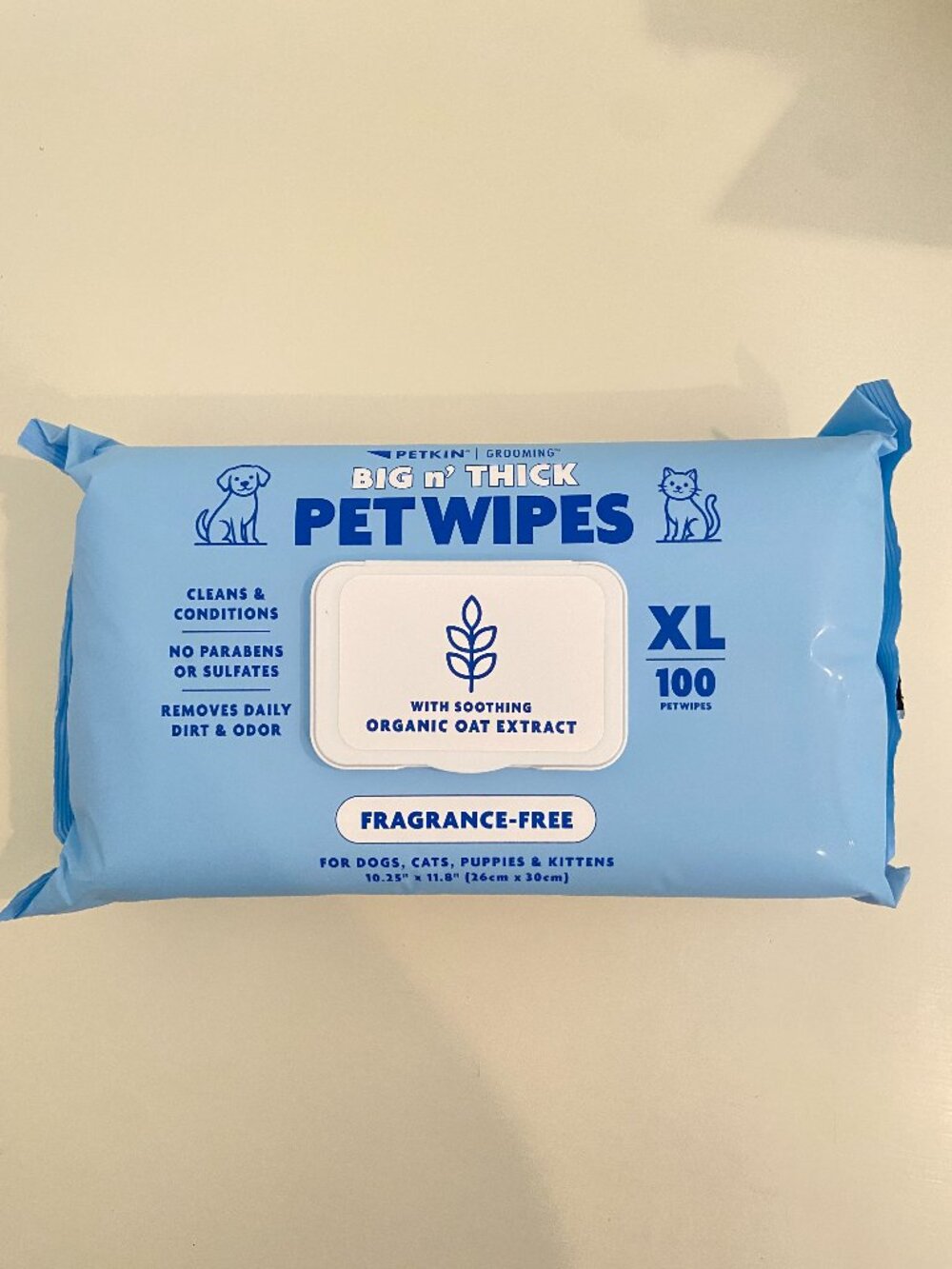 Petkin Big N' Thick Pet Wipes XL (100 Count) – Fragrance Free NEW